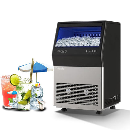 Commercial Ice Maker Machine, 100lbs/24H and 45pcs Stainless Steel Freestanding Ice Machine, Tap Water & Top Loading