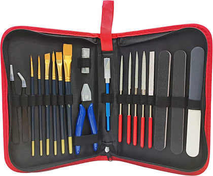 Model Tools Kit 20 in 1 Adults Hobby Building Tools Set Basic Tools with Nippers Tweezers Needle Files Polishing Bars
