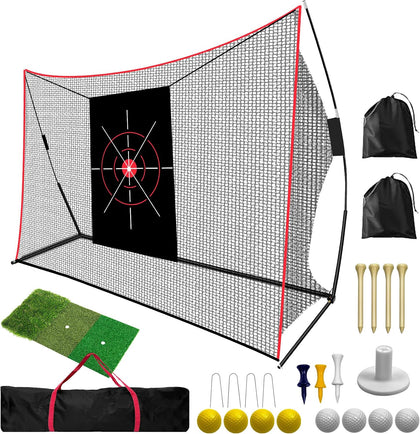 10 x 7 FT Heavy Duty Golf Net with Mat for Backyard Driving