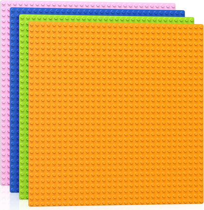 4 Pack Classic Baseplates 10" x 10" Large Building Plates for Building Bricks, Compatible with All Major Brands and