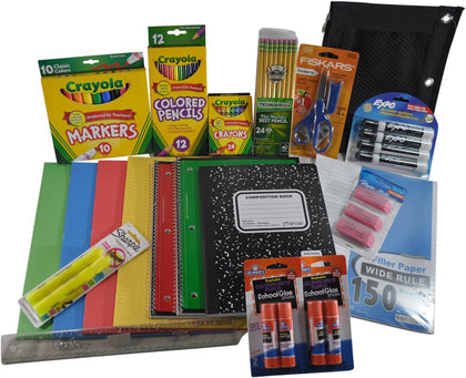 Crayola Back to School Bundle - Includes Colored Pencils, Markers, Crayons, Erasers, Pens, Scissors, Glue Sticks