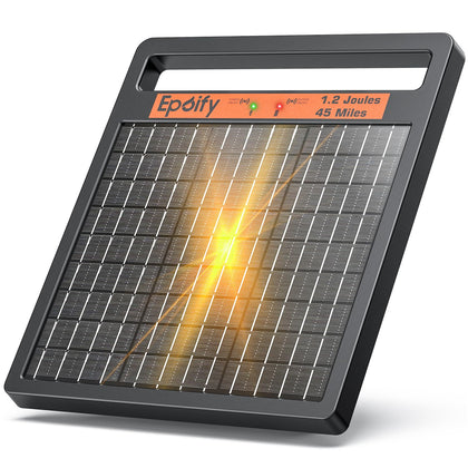 Solar Electric Fence Charger LD02, 1.2J with Short Circuit Alarm | 8W High-Efficiency Solar Panel • Solar + AC Backup