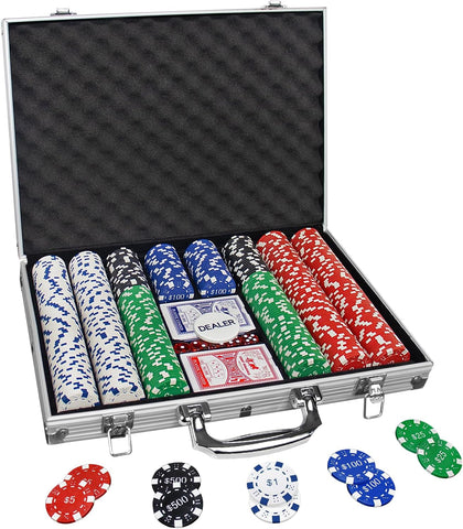 Poker Chips with Numbers,500PCS Poker Chip Set with Aluminum Travel Case,11.5 Gram Poker Set for Texas Holdem
