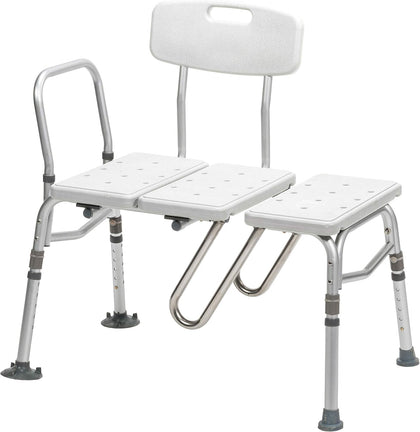 Splash Defense Tub Transfer Bench for Bathtub - U-Shaped Shower Curtain Guard - Adjustable Height - Reversible Design