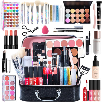 All-in-One Holiday Gift Surprise Makeup Set Essential Starter Bundle Include Eyeshadow Palette Lipstick Concealer