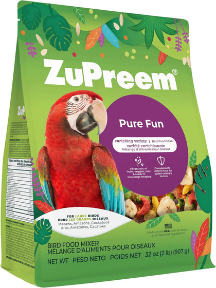 Pure Fun, Cockatoo & Macaw Food, Bird Food Mixer, Large, 2 lbs | Bird Food Mixer, Parrot Food, Amazon, Cockatoo
