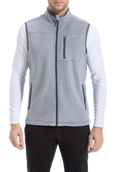 Men's Full-zip Polar Fleece Vest Lightweight Sleeveless Jacket Light Grey Size Small