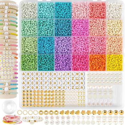 3mm Seed Beads for Bracelet Jewelry Making Bracelet Making Kit | 24 Colors Beads | Friendship bracelets kit with