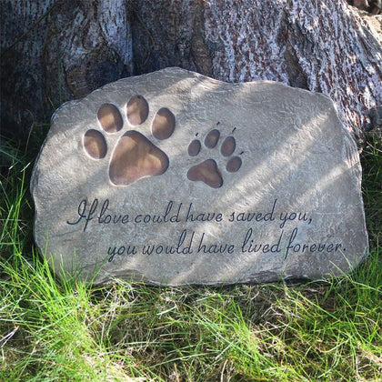 Paw Prints Dog Pet Memorial Stones, Pet Garden Stone Grave Marker for Dog or Cat, Hand-Painted Pet Memorial Gift Loss