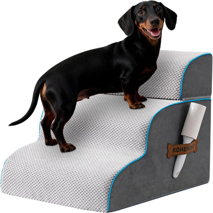 Dog Stairs, Steps and Ramp for High Bed & Sofa, 13-24" H Detachable Pet Stairs for Small Medium Dogs, Sturdy 40D