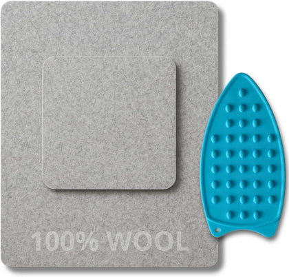 Deluxe Wool Pressing Mat Set – 24x17'' and 9x9'' Wool Ironing Mat for Quilting and Sewing Pressing Pads Large Size &