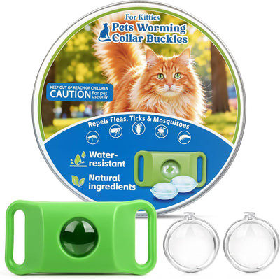 Natural Cat Tag for Flea & Tick Prevention, 1Pcs with 3Refill,Green