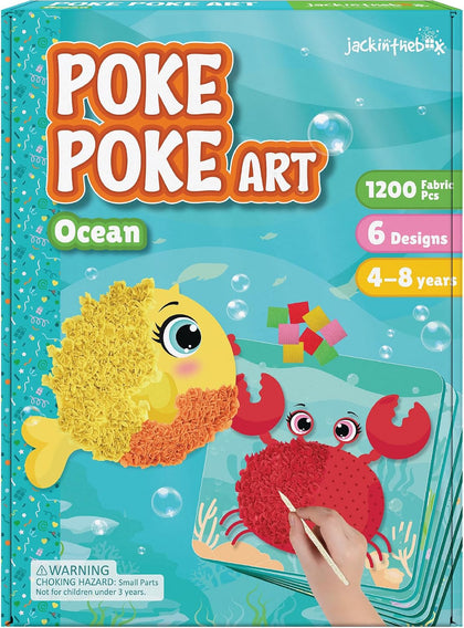 Poke Art Ocean Craft Kit for Kids, Boys & Girls Toys, Ages 4-8 | 1200 fabric pieces, travel arts activities &