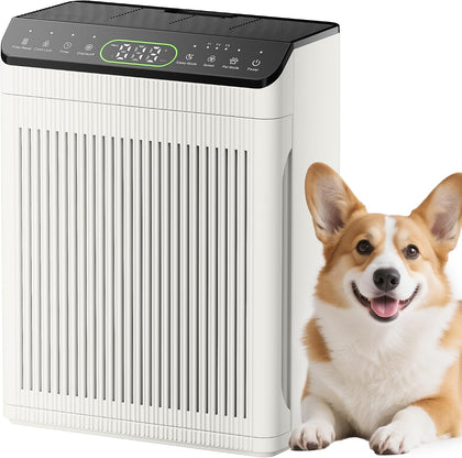 Air Purifiers for Home Pets Up to 2200Ft² Pre-Filter Washable, Ivory | HEPA Filter for Wildfire Smoke, PM2.5 Air