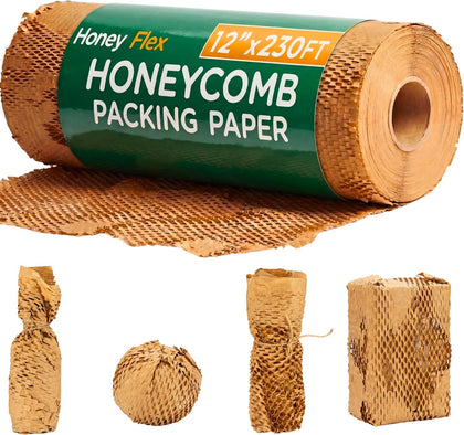 Honeycomb Packing Paper 12" x 230ft Roll, Expandable Bubble Cushioning Wrap for Packing & Moving, Packaging Supplies