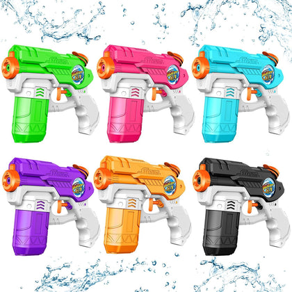 Water Guns for Kids Adults, 6 Pack Squirt Guns Soaker Blaster 220CC Capacity Long Range Super Water Gun Pistols for