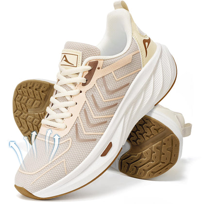 Womens Sneakers Tennis Shoes: Comfortable Breathable Non Slip Casual Athletic Walking Shoes for Gym Workout Beige