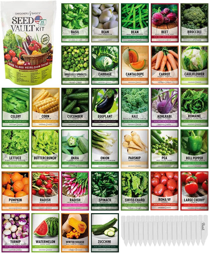 Survival Vegetable Seeds Garden Kit Over 16,000 Seeds Non-GMO and Heirloom, Great for Emergency Bugout Survival Gear