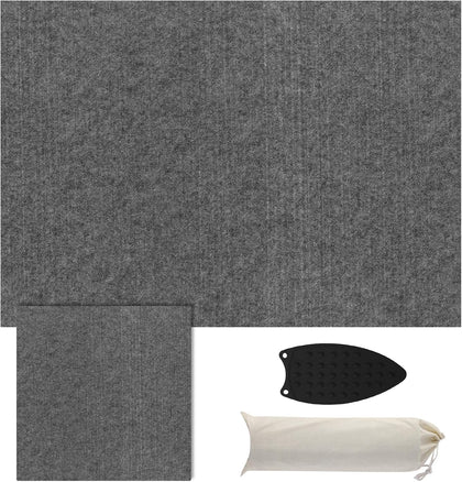 Wool Pressing Mat for Quilting(2 Pack) Includes 24" x17" and 9" x 9" mats, Portable Wool Ironing Mat, Quilting
