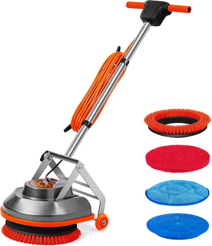 15" Floor Buffer Machine, Commercial Floor Scrubber Machine with Brushes and Pads, Heavy Duty Floor Cleaner and