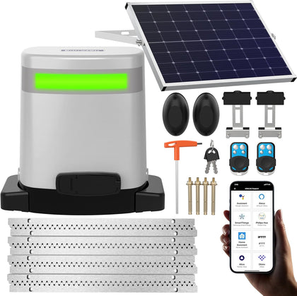 1400lb Sliding Gate Opener, Solar Power | WiFi Control | Built-in Battery Backup, Rack Driven Automatic Slide Gate