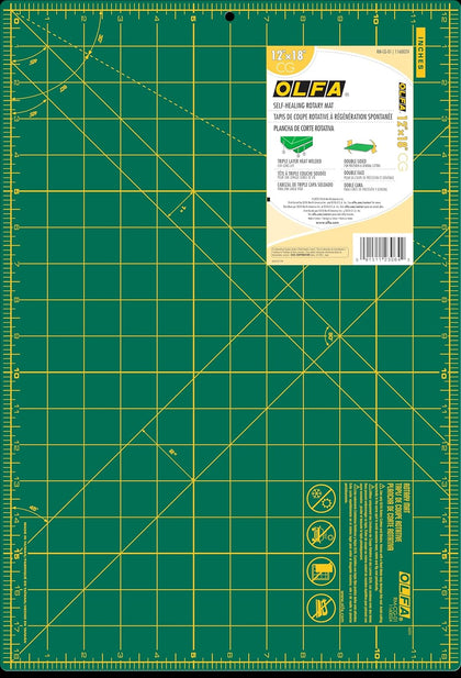 12x18" Self-Healing Rotary Cutting Mat (RM-CG) - Double-Sided, Green | Self-healing, triple-layer heat welded