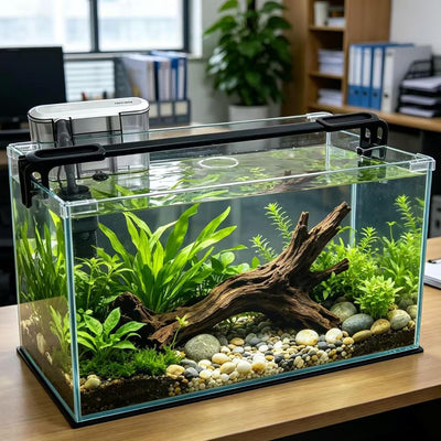 10 Gallon Glass Fish Tank, Easy to Maintain Small Aquarium for Betta/Shrimp and Aquatic Planting.