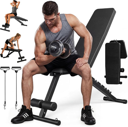 Adjustable Weight Bench for Home Gym, 600LBS Capacity Foldable Workout Bench with 7 Backrest Positions for Full Body