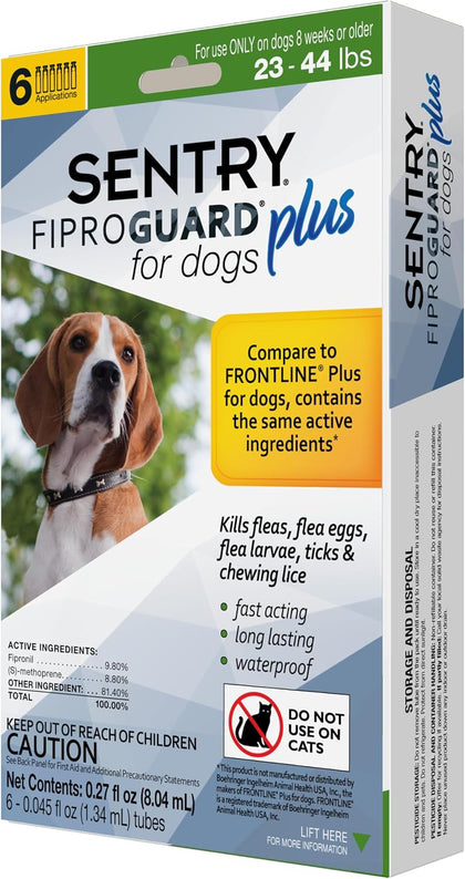Sentry Fiproguard Plus Flea & Tick Dogs 23-44 lbs, 6-Month