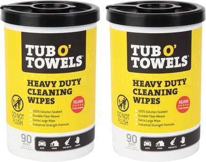 Heavy-Duty Multi-Surface Cleaning Wipes, 10" x 12", 90 Count Canister, Removes Grease, Grime, Tough Stains, Durable