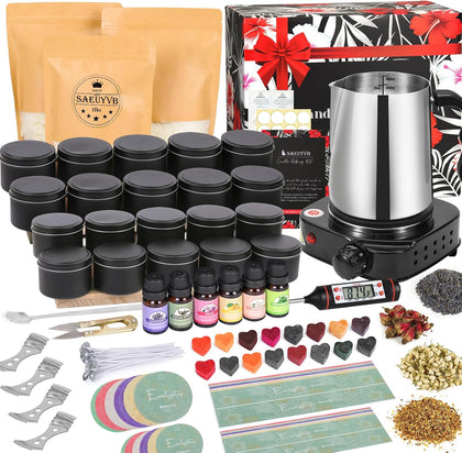 Candle Making Kit, Candle Making Kit for Adults - DIY Starter Soy Candle Making Supplies-Including Soy Wax,Electric