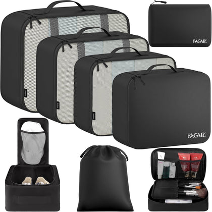 8 Set Packing Cubes Luggage Packing Organizers for Travel Accessories-Jet Black