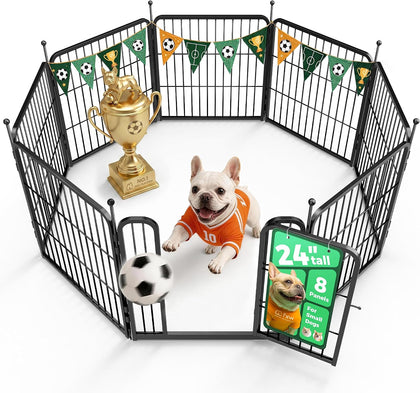 Rollick Unleashed Dog Playpen for Indoor, Yard, RV Camping, 24 inch 8 Panels for Small and Puppy Dogs, Black│Patented