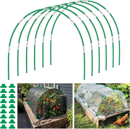 Garden Hoops for Raised Beds, Splinter-Free Fiberglass Greenhouse Hoops Grow Tunnel, 36 Pcs Adjustable Frame for Row