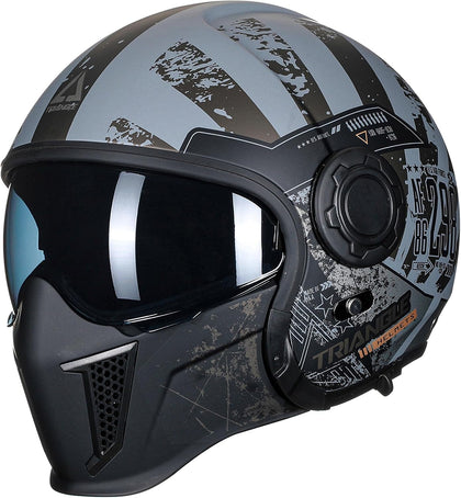 Convertible Full Face Motorcycle Helmet DOT Approved for Men Women | Detachable mask transforms to 3/4 open face