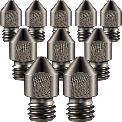 10 Pieces Hardened Steel Nozzle 0.4 Mm/ 1.75 mm 3D Printer Mk8 Nozzles High Temperature Wear Resistant Compatible