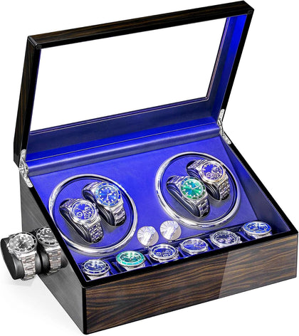 Watch Winder for Automatic Watches 4 Watch Winder Piano Paint | 4 Watch Rotator and 6 Extra Storages with Super Quiet
