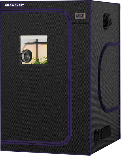Grow Tent, Black 48“X48 X80 High Reflective Mylar Canvas with Observation Window and Floor Tray for Hydroponic Indoor