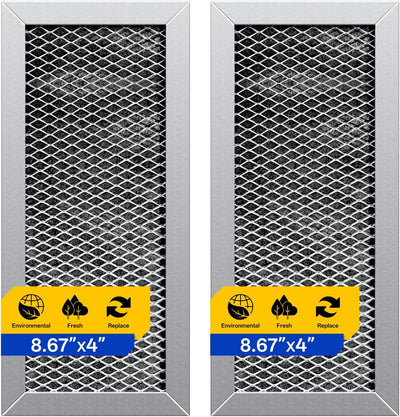 JX81H Microwave Filter Replacement 8.63" x 4" For WB02X10956, WB02X11544, WB2X10956 Fits Samsung Carbon Filter - Freshens and Filters Kitchen Air in Over-the-Range Oven Stove Fan (2-Pack)