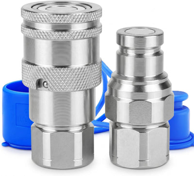 3/8’’ NPT Flat Face Hydraulic Quick Connect Coupler with Dust Cap