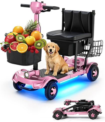 Lightweight Mobility Scooters for Seniors&Adults, Foldable 4 Wheel Scooter