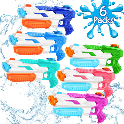 600cc Water Gun for Kids Adults:6 Pack Squirt Blasters Super Water Gun Soaker with Long Range High Capacity for Boys