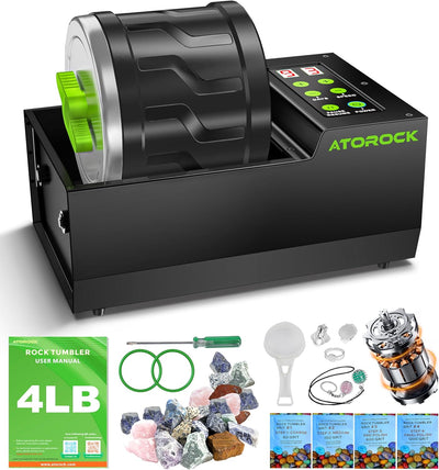 A1 Professional Rock Tumbler Kit, 4LB Extra-Large Barrel with Cutting-Edge Brushless Motor, Adjustable Speed & Timer