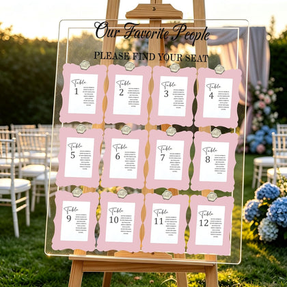 24 Set Wedding Seating Chart Kit, Guest Place Cards Wax Seals for Reception