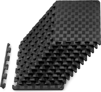 Exercise Puzzle Mat ½-inch, Checkered EVA Foam Floor Tiles w/ Non-Slip Texture, Interlocking Design for Adjustable