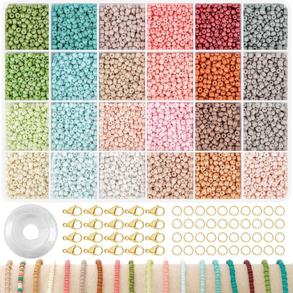 3mm Seed Beads for Jewelry Making Bracelet Making Kit Adults | 24 Colors glass bead | Bead kit for girls adults |