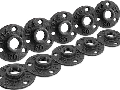 3/4" Floor Flange, Malleable iron Pipe Fittings for Industrial vintage style, Flanges with Threaded Hole for DIY Project/Furniture/Shelving Decoration (10 Pack)