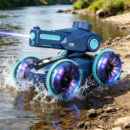 3-in-1 Remote Control Car, RC Boat & Water Gun - Amphibious RC Car for Land & Water, Adjustable Speed, Waterproof
