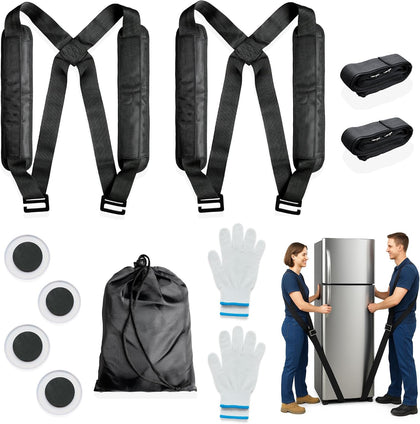 Moving Straps, 2-Person Lifting and Moving System – Adjustable Shoulder Dolly for Moving Furniture, Appliances, and