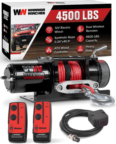 Ninja 4500 lbs - Premium 12V Electric ATV UTV Winch with Synthetic Rope, Wireless Remote Control, Heavy Duty Motor
